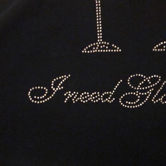 At My Age I Need Glasses Rhinestone Wine Bling Short Sleeve T- Shirt Sz 2XL - Picture 5 of 6